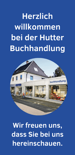 Bei Klick erfährt man mehr über die Buchhandlung Hutter, auf einem Foto ist das Geschäft von der Straße aus zu sehen